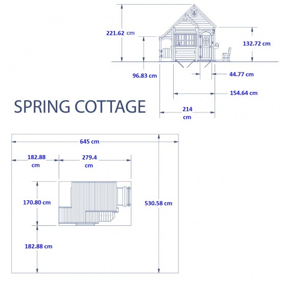 Casuta de Joaca mare  Primavara de exterior din lemn - Spring House Backyard (4,87 m2)