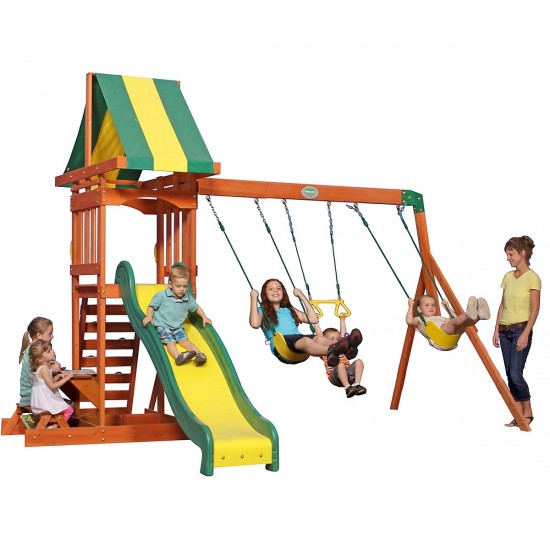 Complex de joaca Backyard Discovery - Weston Sunnydale Prestige Swing Set- Centru multifuntional din lemn de cedru