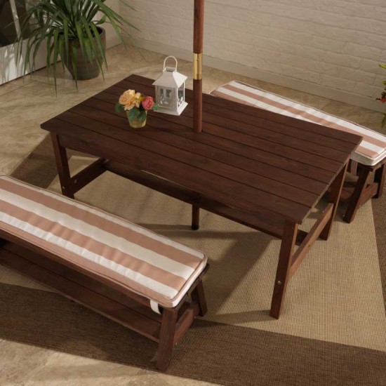 Set masuta copii cu bancute perne si umbrela - Oatmeal Canopy Kidkraft