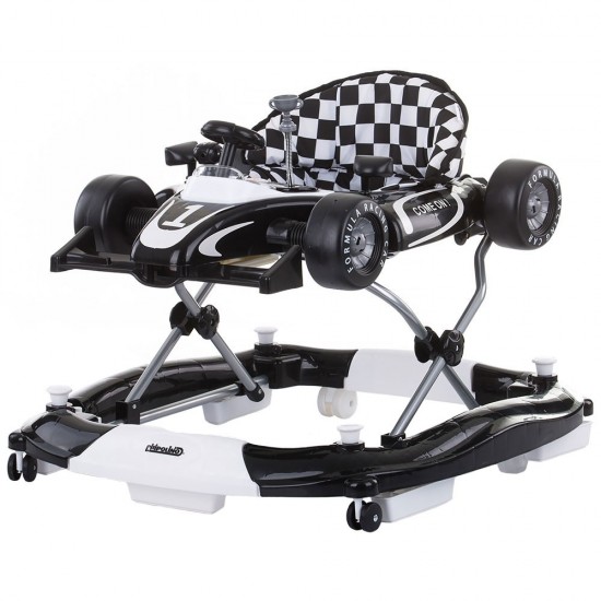 Premergator si Antemergator ALb Negru  4 in 1 Albastru - Chipolino Black White Racer  Musical baby walker