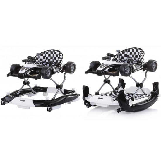 Premergator si Antemergator ALb Negru  4 in 1 Albastru - Chipolino Black White Racer  Musical baby walker