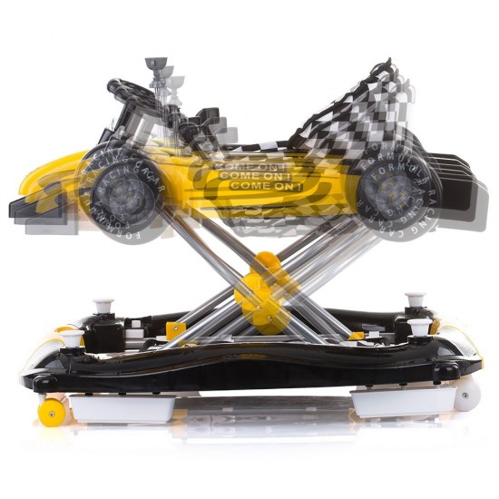 Premergator si Antemergator Racer  4 in 1 Galben - Chipolino yelow Racer Musical baby walker