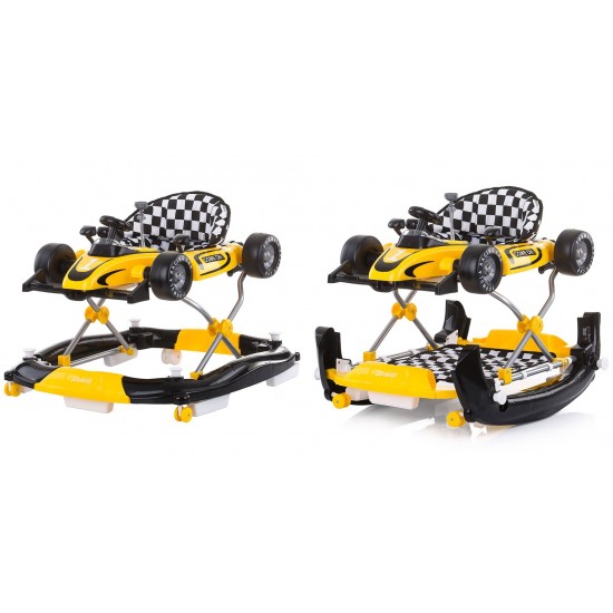 Premergator si Antemergator Racer  4 in 1 Galben - Chipolino yelow Racer Musical baby walker