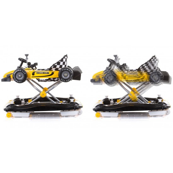 Premergator si Antemergator Racer  4 in 1 Galben - Chipolino yelow Racer Musical baby walker