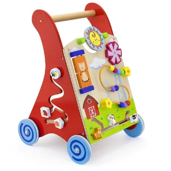 Premergator / Antemergator din lemn cu multiple activitati Viga Toys - rosu