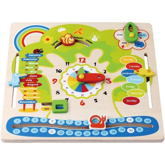 Calendar didactic din lemn - joc educativ in limba engleza