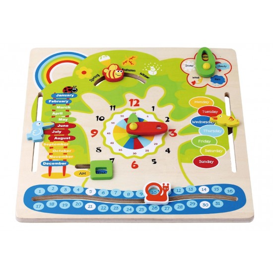 Calendar didactic din lemn - joc educativ in limba engleza