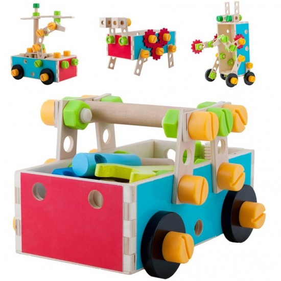 Trusa haioasa multifunctionla cu unelte din lemn de jucarie de construit -Fanny Tool Kit Box