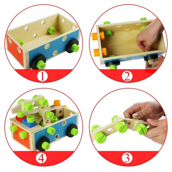 Trusa haioasa multifunctionla cu unelte din lemn de jucarie de construit -Fanny Tool Kit Box