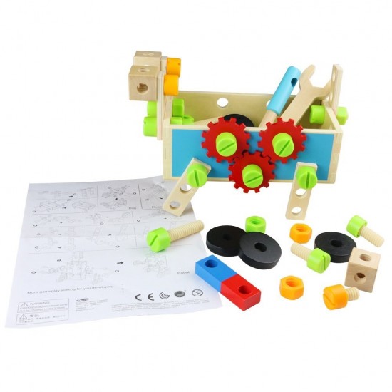 Trusa haioasa multifunctionla cu unelte din lemn de jucarie de construit -Fanny Tool Kit Box