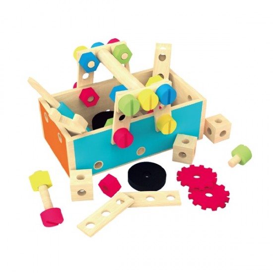 Trusa haioasa multifunctionla cu unelte din lemn de jucarie de construit -Fanny Tool Kit Box