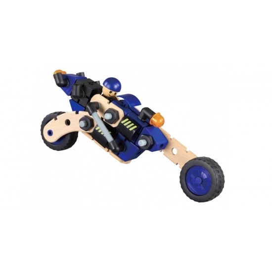 Kit asamblare Motocicleta din lemn MAXIM  -Set 65 piese Build and Play