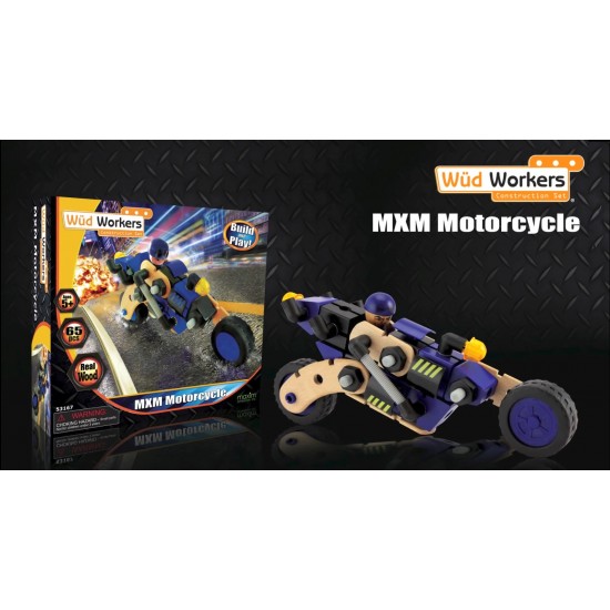 Kit asamblare Motocicleta din lemn MAXIM  -Set 65 piese Build and Play