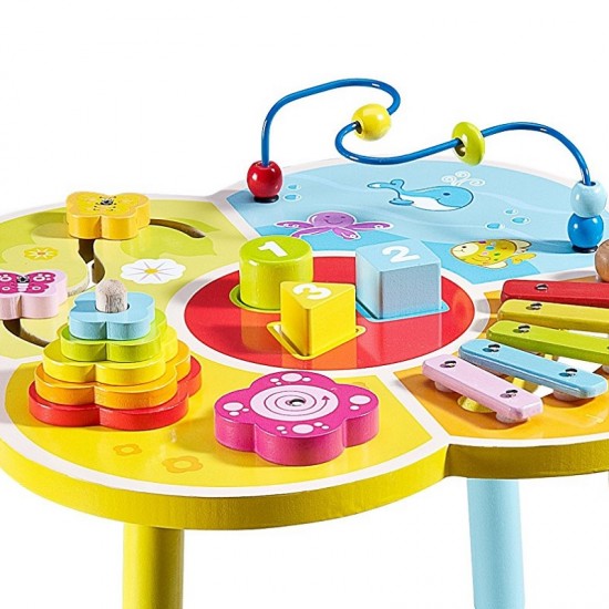 Masuta multifunctionala educativa din lemn Time to Enjoy BabyMix