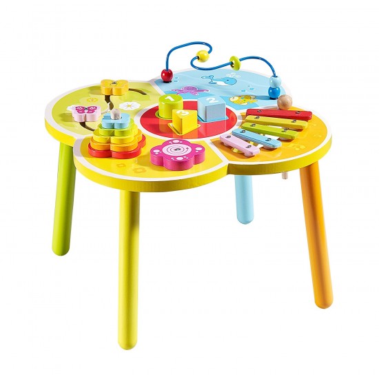 Masuta multifunctionala educativa din lemn Time to Enjoy BabyMix