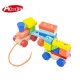 Trenulet din lemn cu cuburi colorate de tras- My First Train Acooltoy