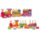 Trenulet haios colorat din lemn cu cuburi cu forme geometrice de tras - My First Train 