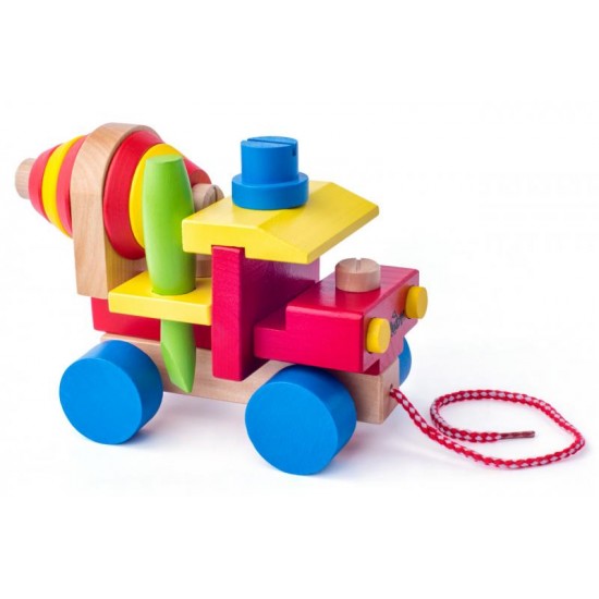 Masinuta din lemn de tras Betoniera Build and Play DYI