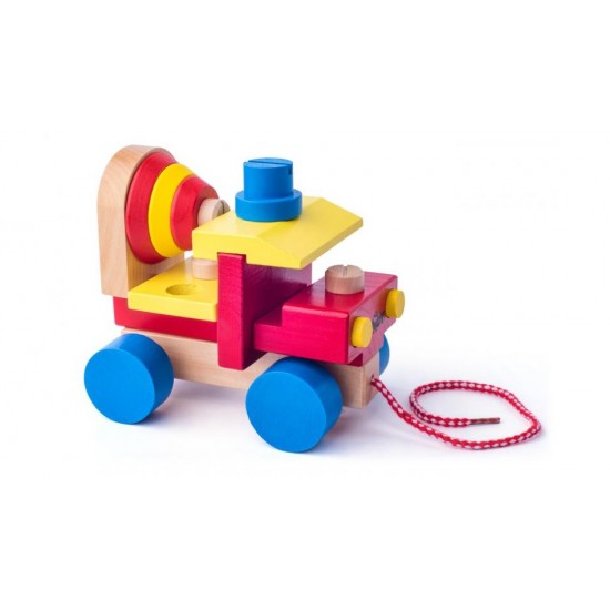 Masinuta din lemn de tras Betoniera Build and Play DYI