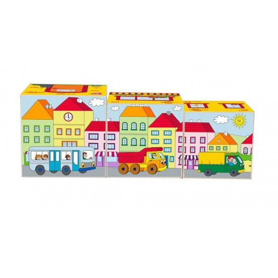 Turn pliabil construibil Orasel Ferma din cuburi colorate cu diferite forme si teme