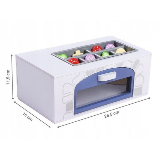 Cuptor Pizza pentru copii din lemn - Set de jucarie cu ingrediente incluse