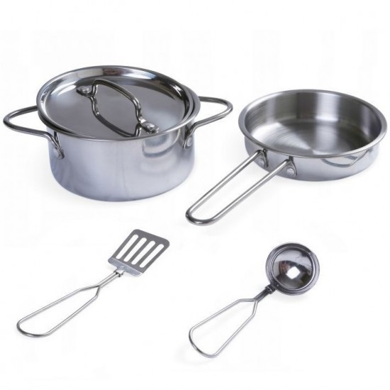 Set de jucarie vase si ustensile din metal pentru copii 