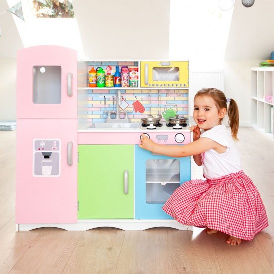 Bucatarie pentru copii Pastel din lemn cu accesorii incluse