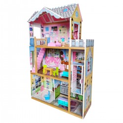 Casuta mare din lemn Bel Air Residence DollHouse - Casa pentru papusi cu lift cu mobilier inclus 