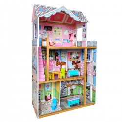Casuta mare din lemn Bel Air Residence DollHouse - Casa pentru papusi cu lift cu mobilier inclus 