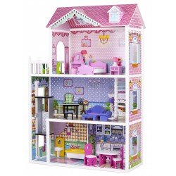Casuta din lemn Capsunica Residence DollHouse - Casa pentru papusi cu lift cu mobilier inclus 