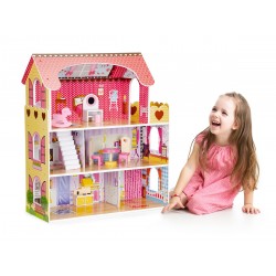 Casuta din lemn Tennessie DollHouse cu iluminare Led - Casa pentru papusi cu mobilier inclus de la EcoToys
