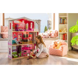 Casuta de basm din lemn Malibu Residence DollHouse - Casa pentru papusi cu lift cu mobilier inclus de la  EcoToys