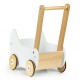 Cărucior pentru păpuși din lemn  Alb Cu roti siletioase Wooden Stroller