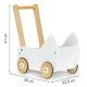 Cărucior pentru păpuși din lemn  Alb Cu roti siletioase Wooden Stroller