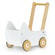 Cărucior pentru păpuși din lemn  Alb Cu roti siletioase Wooden Stroller