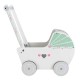Cărucior pentru păpuși din lemn Alb-Verde Cu roti siletioase Wooden Stroller
