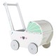 Cărucior pentru păpuși din lemn Alb-Verde Cu roti siletioase Wooden Stroller