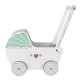 Cărucior pentru păpuși din lemn Alb-Verde Cu roti siletioase Wooden Stroller
