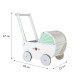 Cărucior pentru păpuși din lemn Alb-Verde Cu roti siletioase Wooden Stroller