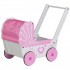 Cărucior Roz pentru păpuși din lemn cu iminioara - Antemergator Stroller