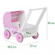 Cărucior Roz pentru păpuși din lemn cu iminioara - Antemergator Stroller