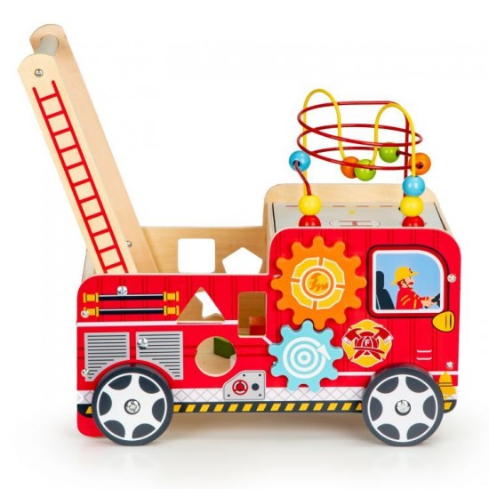 Antemergator 6 in1 din lemn Masina de Pompieri  - Premergator Masina Camion Fire Truck cu multiactivitati