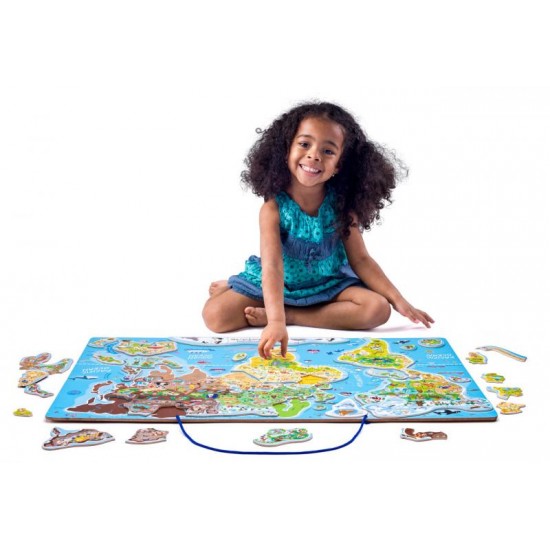 Harta Lumii Magnetica 2 in 1 Lumea in Imagini Puzzle - Magnetic Map The World în Picture 