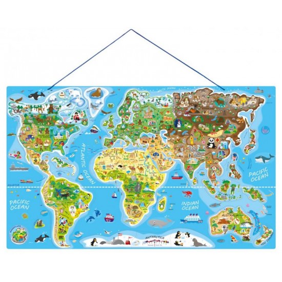 Harta Lumii Magnetica 2 in 1 Lumea in Imagini Puzzle - Magnetic Map The World în Picture 