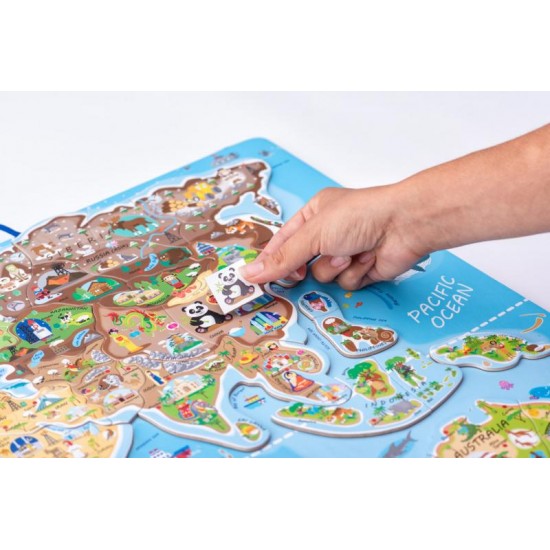 Harta Lumii Magnetica 2 in 1 Lumea in Imagini Puzzle - Magnetic Map The World în Picture 