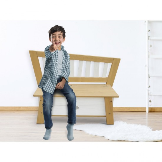 Bancuta mare 2 in 1 Corky din lemn cu depozitare pentru copii 