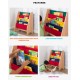 Biblioteca MDF Etajera Raft Maro cu panza multicolor -  Kidkraft Sling Natur Primary cu rafturi pentru carti si reviste 
