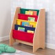 Biblioteca MDF Etajera Raft Maro cu panza multicolor -  Kidkraft Sling Natur Primary cu rafturi pentru carti si reviste 