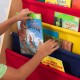 Biblioteca MDF Etajera Raft Maro cu panza multicolor -  Kidkraft Sling Natur Primary cu rafturi pentru carti si reviste 