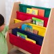 Biblioteca MDF Etajera Raft Maro cu panza multicolor -  Kidkraft Sling Natur Primary cu rafturi pentru carti si reviste 